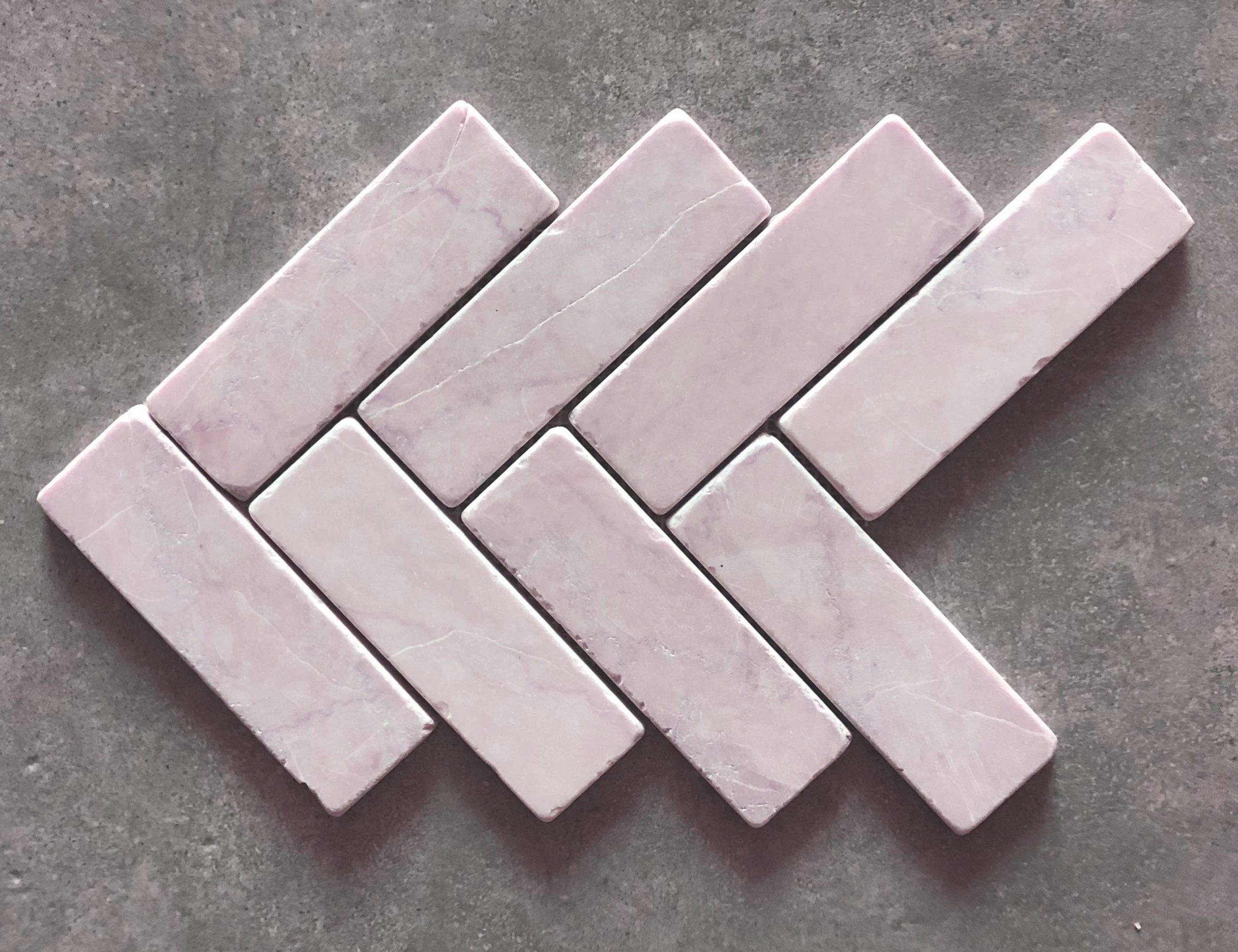 Blush Tumbled Marble Herringbone