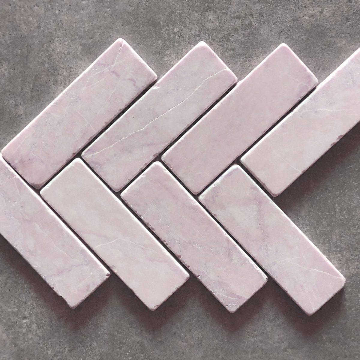 Blush Tumbled Marble Herringbone