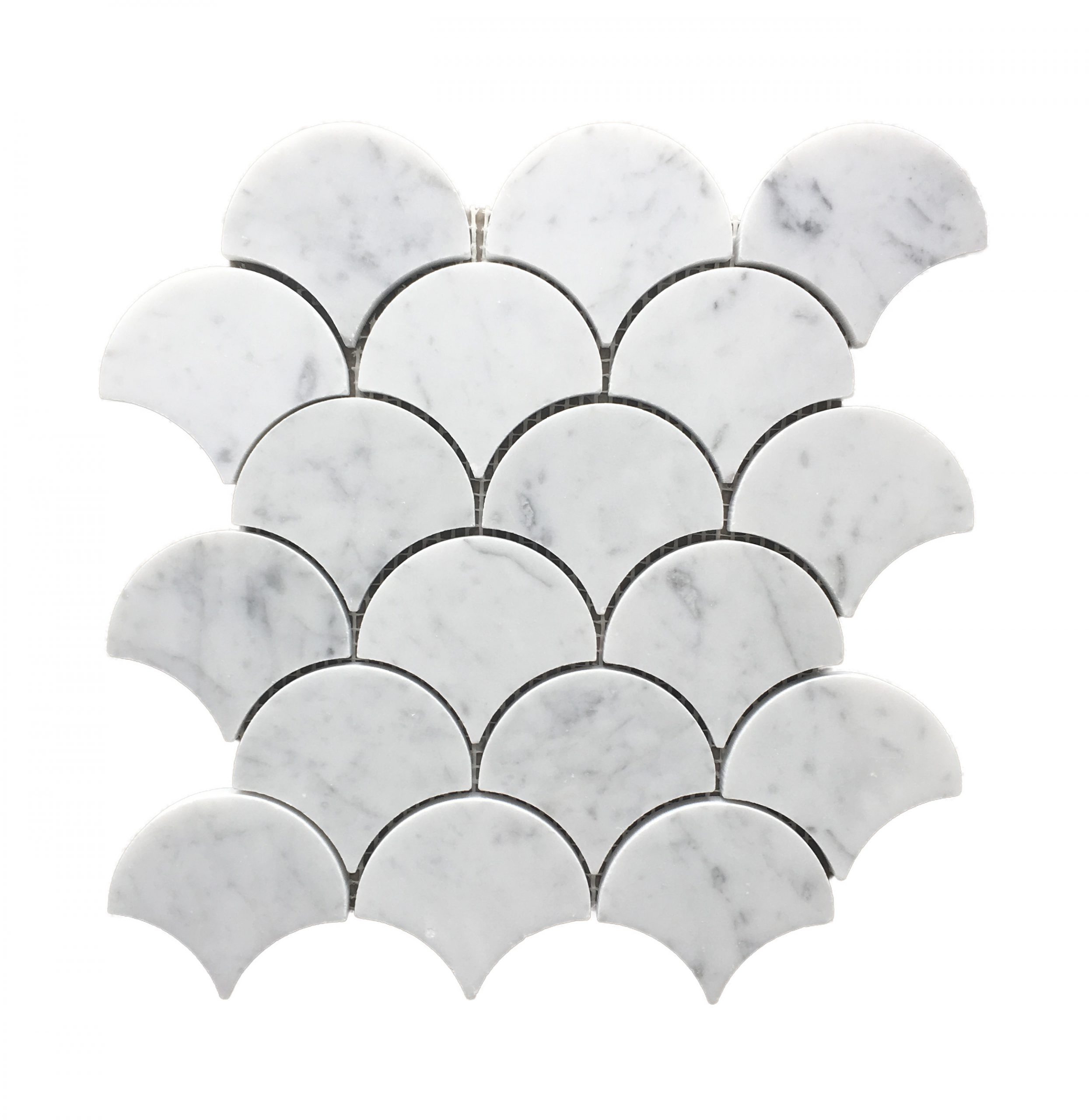 Carrara Marble Fan Mosaic