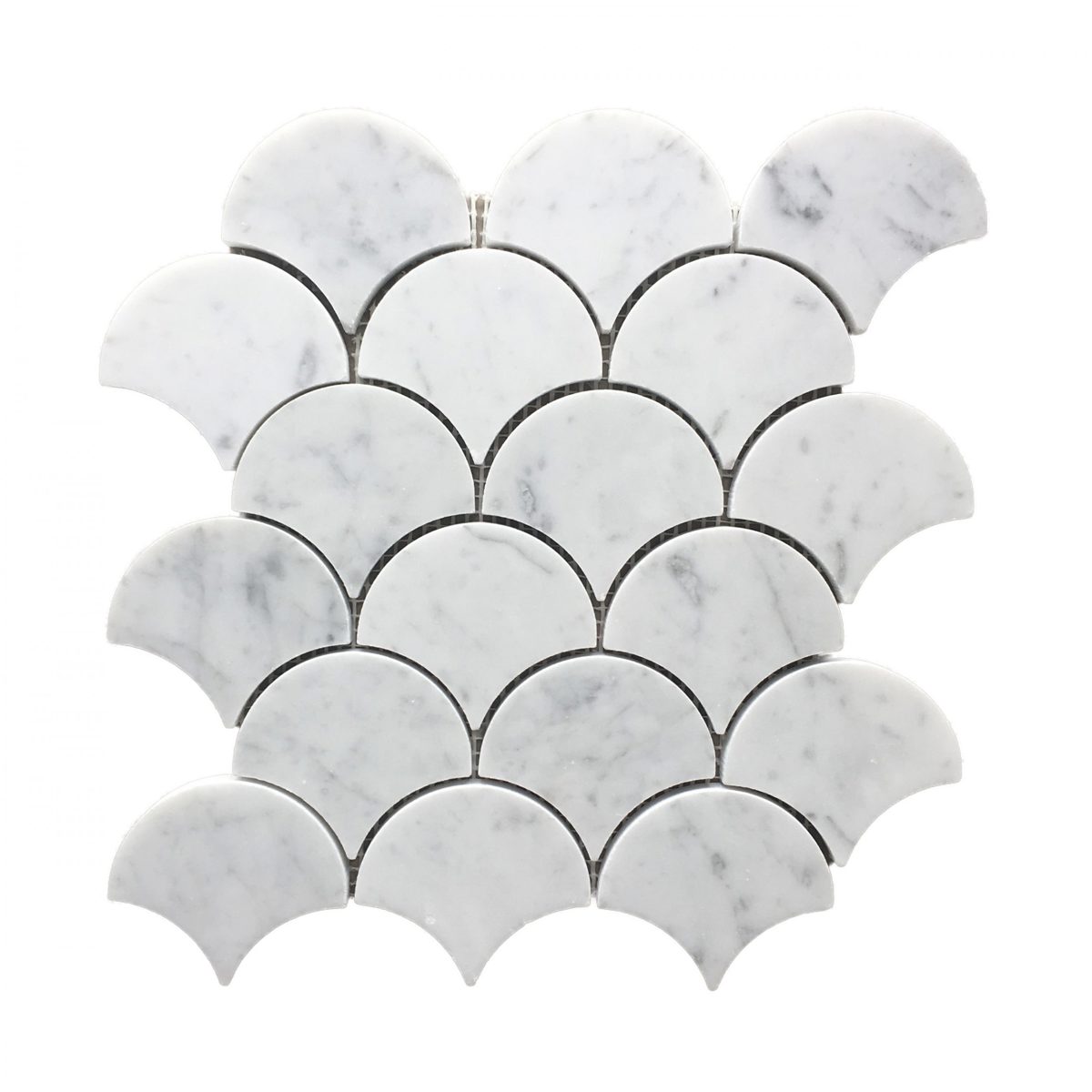 Carrara Marble Fan Mosaic