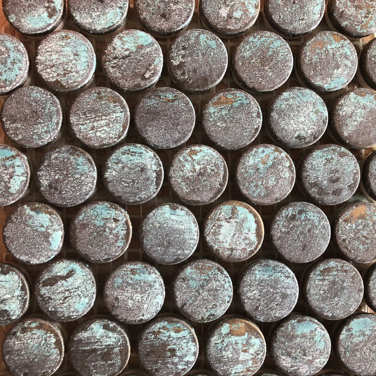 Verdigris Copper Penny Round Mosaic