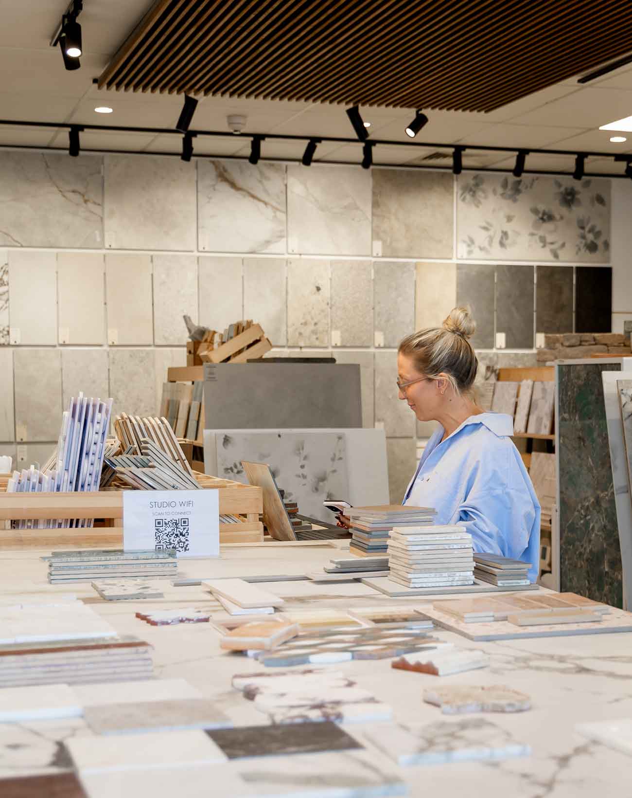 Surface Studio showroom with buyer